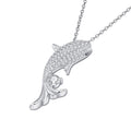 Marina Moissanite Dolphin Pendant Necklace in Sterling Silver