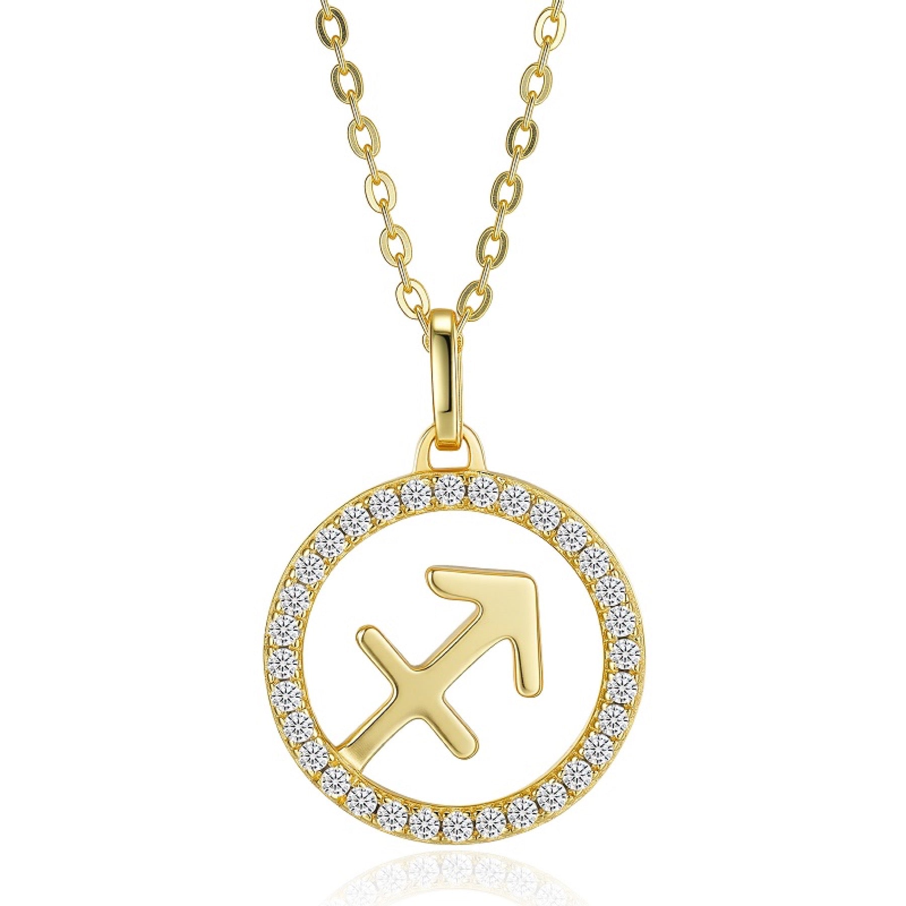 Sagittarius Moissanite Zodiac Pendant Necklace in Gold-Tone Sterling Silver