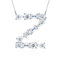 Initial Z Moissanite Cluster Initial Pendant Necklace in Sterling Silver