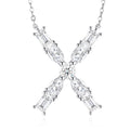 Initial X Moissanite Cluster Initial Pendant Necklace in Sterling Silver