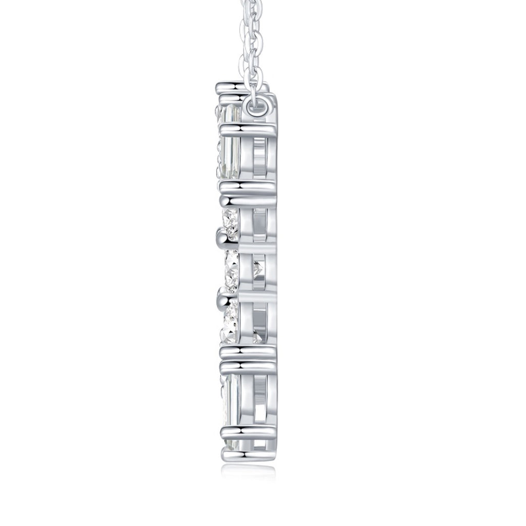 Initial X Moissanite Cluster Initial Pendant Necklace in Sterling Silver