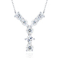 Initial Y Moissanite Cluster Initial Pendant Necklace in Sterling Silver