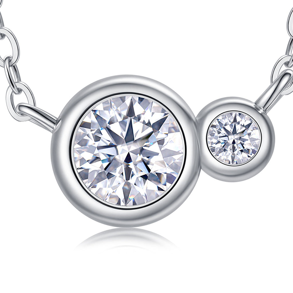 Duo 0.5 Carat Moissanite Two-Stone Necklace in Sterling Silver — detail