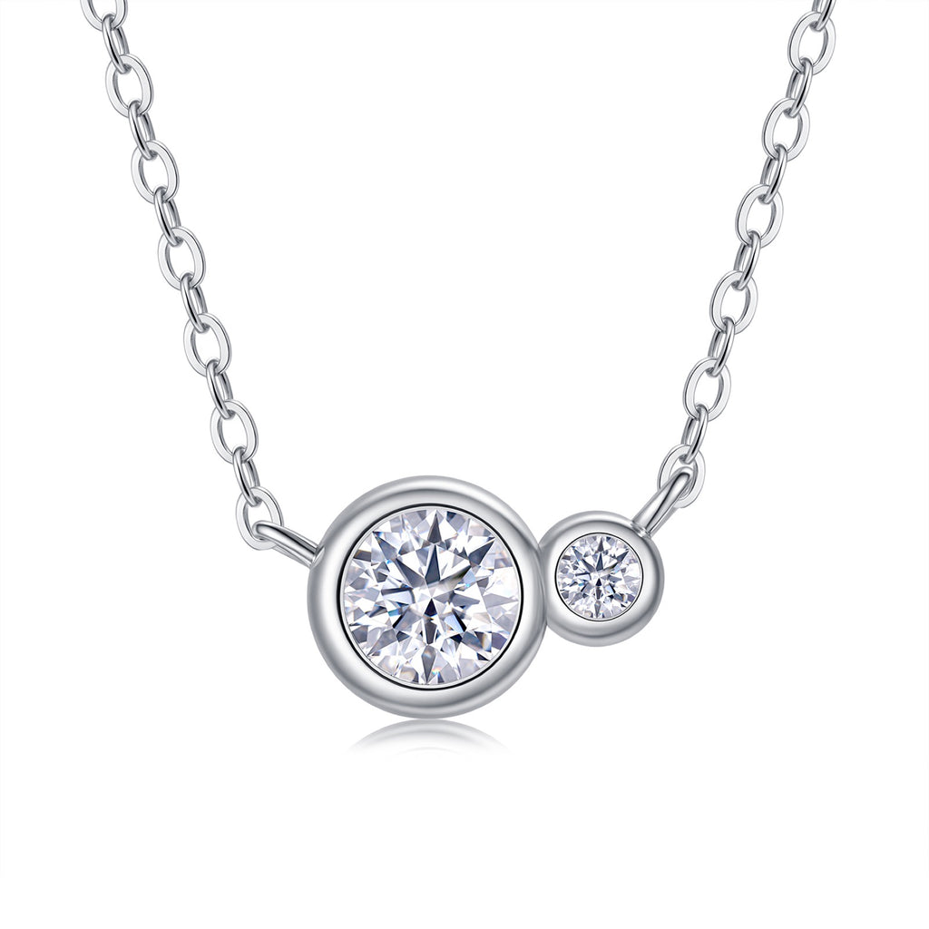 Duo 0.5 Carat Moissanite Two-Stone Necklace in Sterling Silver