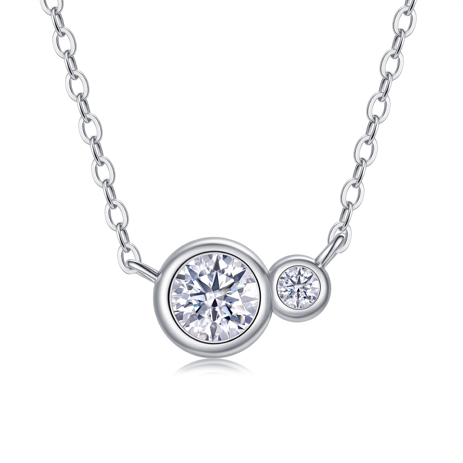 Duo 0.5 Carat Moissanite Two-Stone Necklace in Sterling Silver