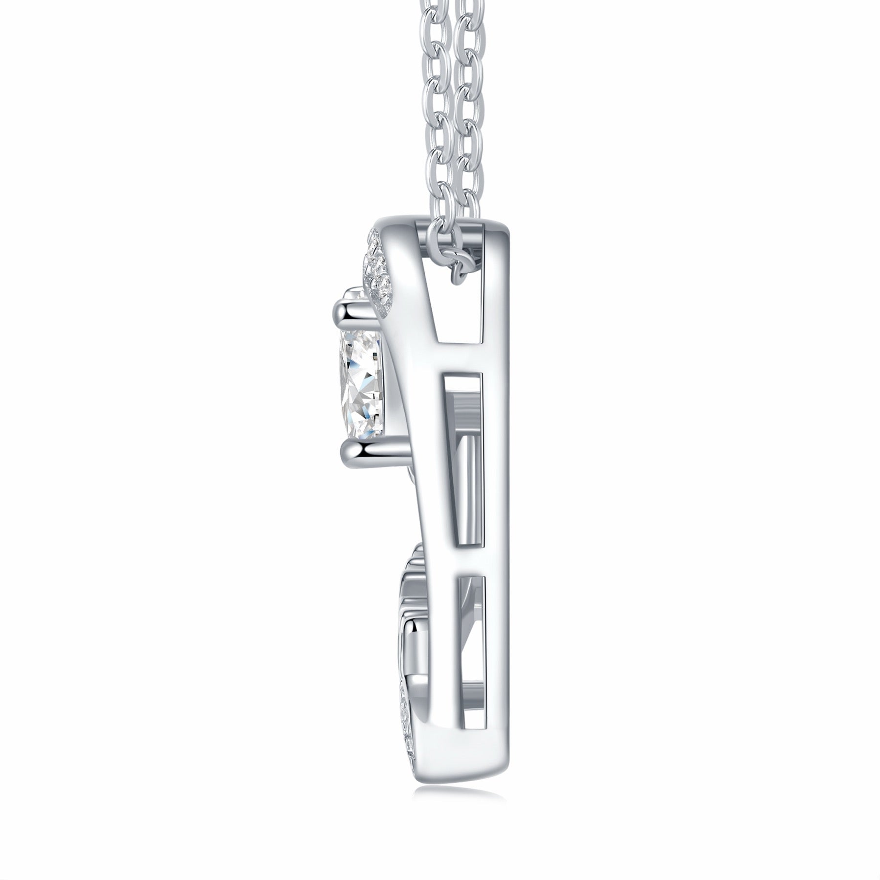 Mom 1 Carat Moissanite Mom Heart Necklace in Sterling Silver
