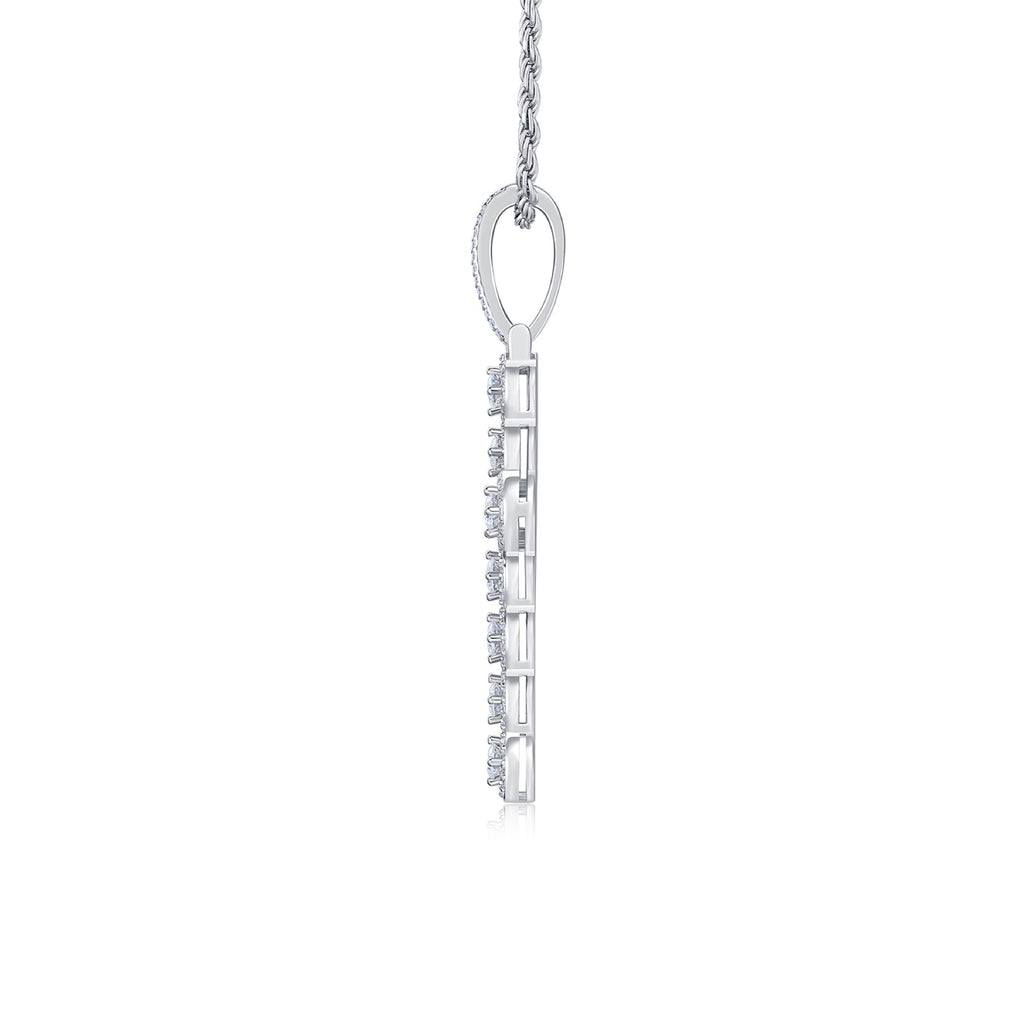 Redeemer Moissanite Cross Necklace in Sterling Silver