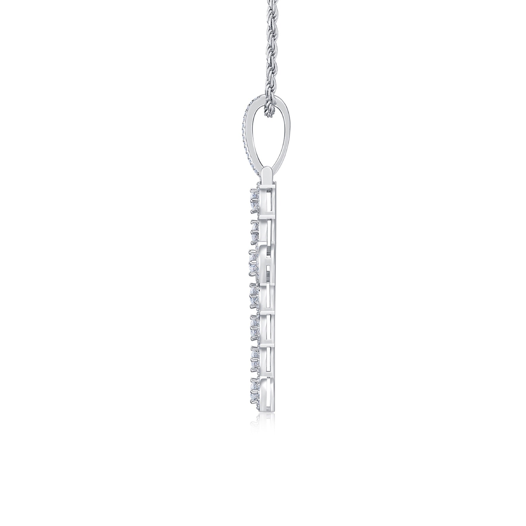 Redeemer Moissanite Cross Necklace in Sterling Silver