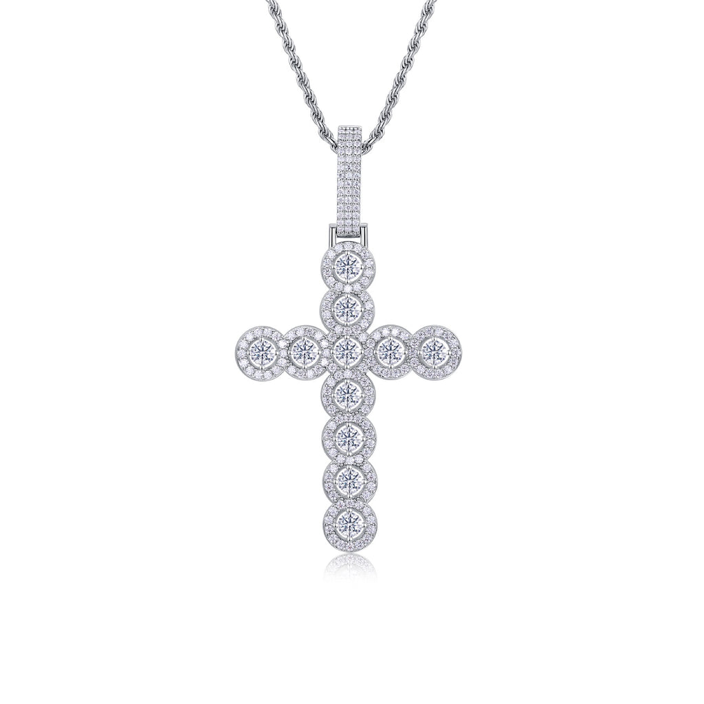 Redeemer Moissanite Cross Necklace in Sterling Silver