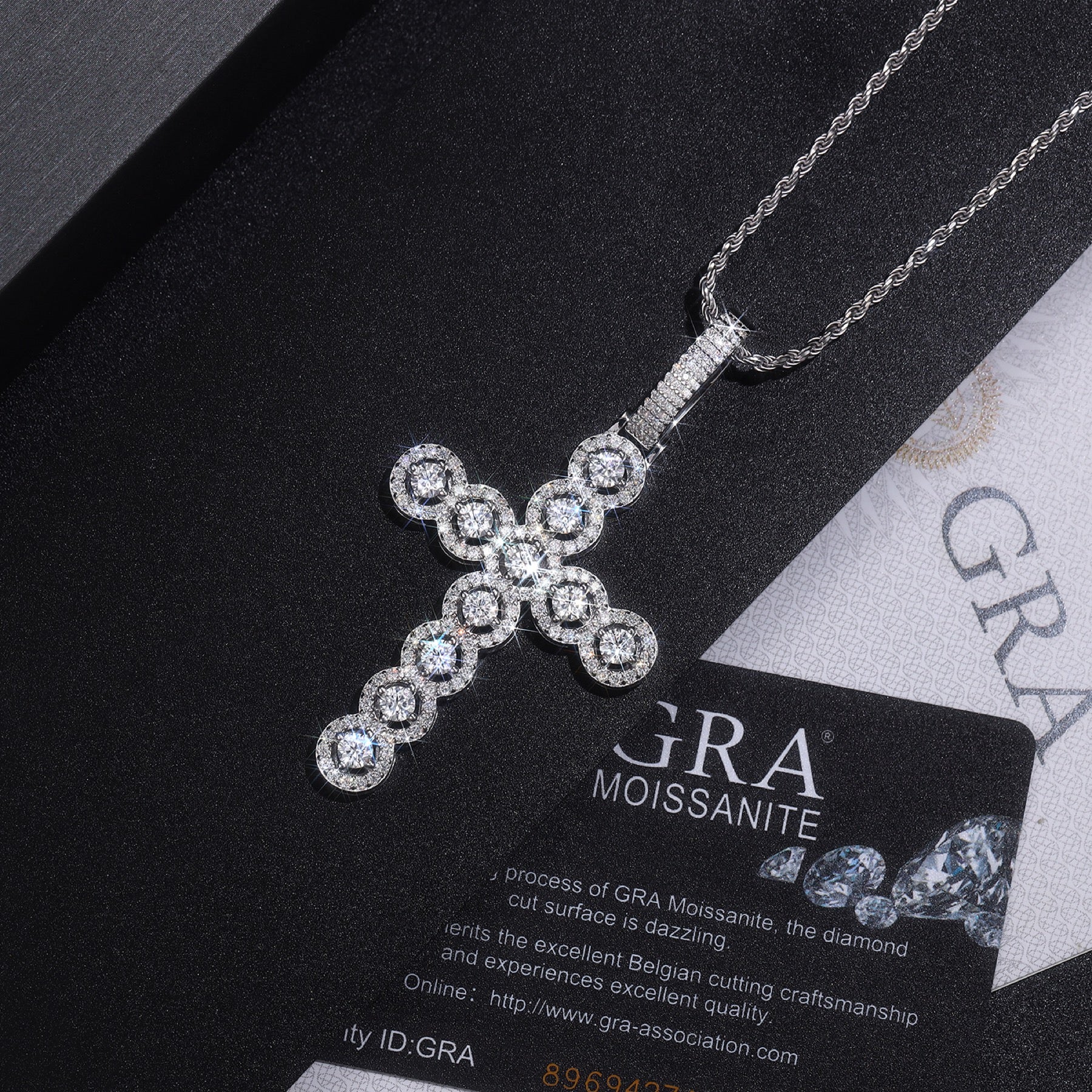 Redeemer Moissanite Cross Necklace in Sterling Silver