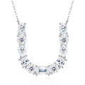 Initial U Moissanite Cluster Initial Pendant Necklace in Sterling Silver