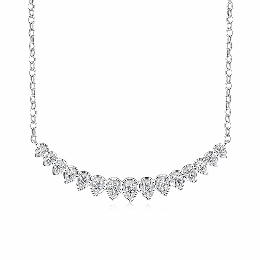 Arc Moissanite Curved Bar Necklace in Sterling Silver