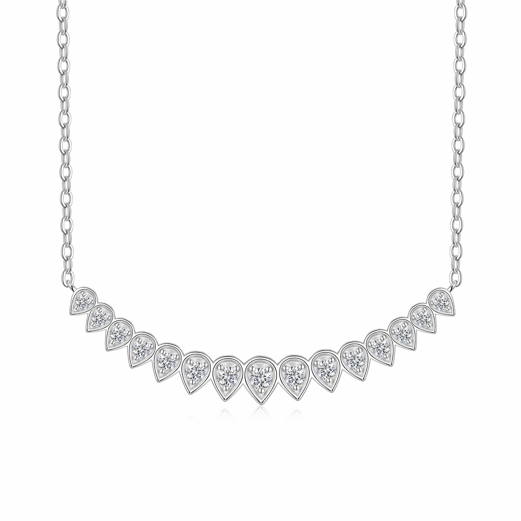 Arc Moissanite Curved Bar Necklace in Sterling Silver
