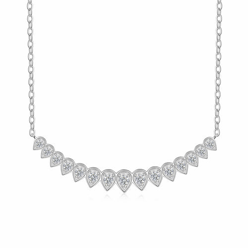 Arc Moissanite Curved Bar Necklace in Sterling Silver