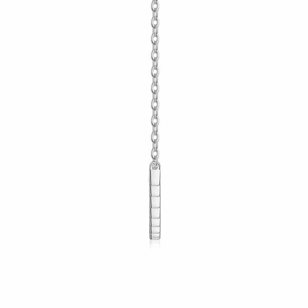 Arc Moissanite Curved Bar Necklace in Sterling Silver