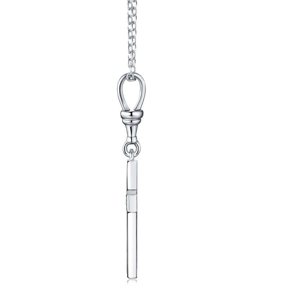 Devout Moissanite Cross Necklace in Sterling Silver
