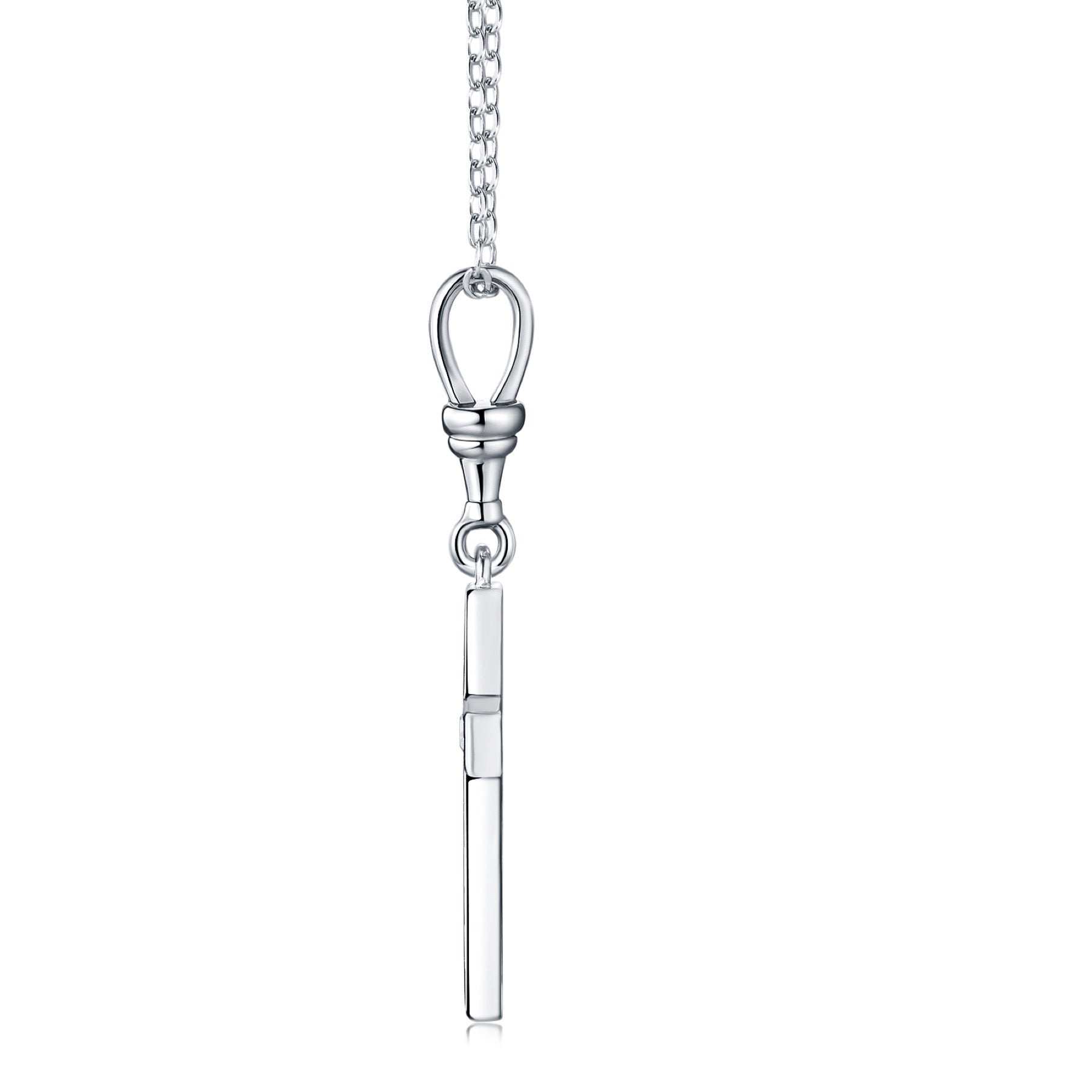 Devout Moissanite Cross Necklace in Sterling Silver