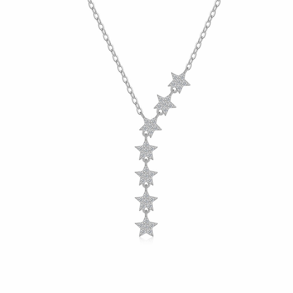 Meteor Moissanite Star Drop Necklace in Sterling Silver