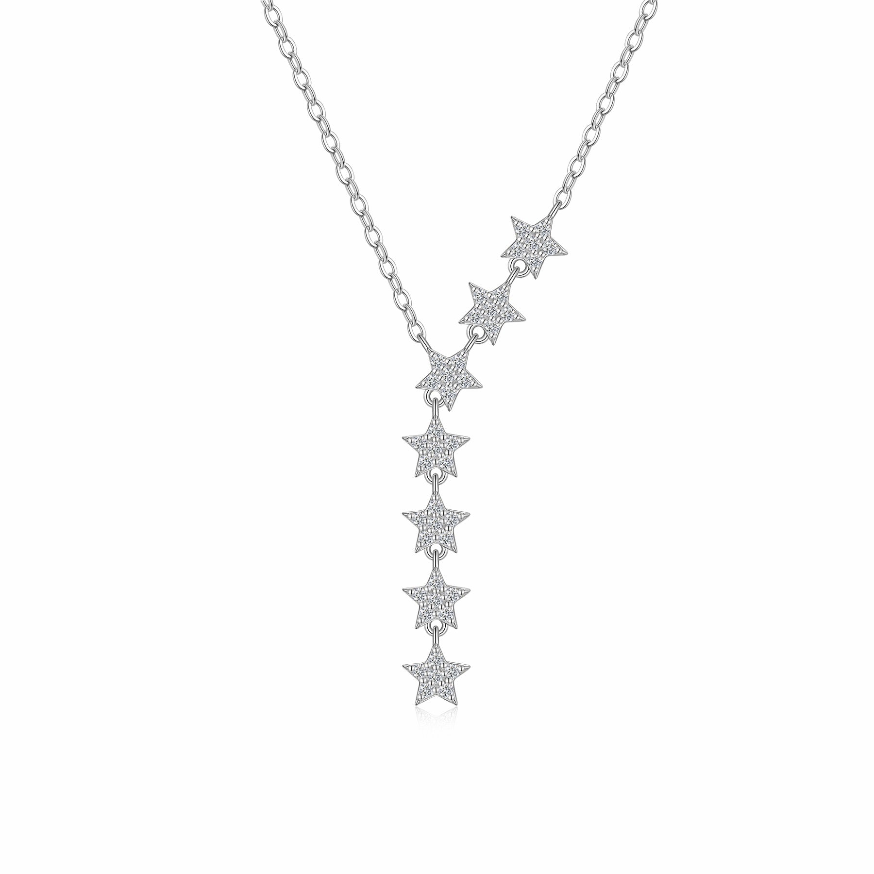 Meteor Moissanite Star Drop Necklace in Sterling Silver
