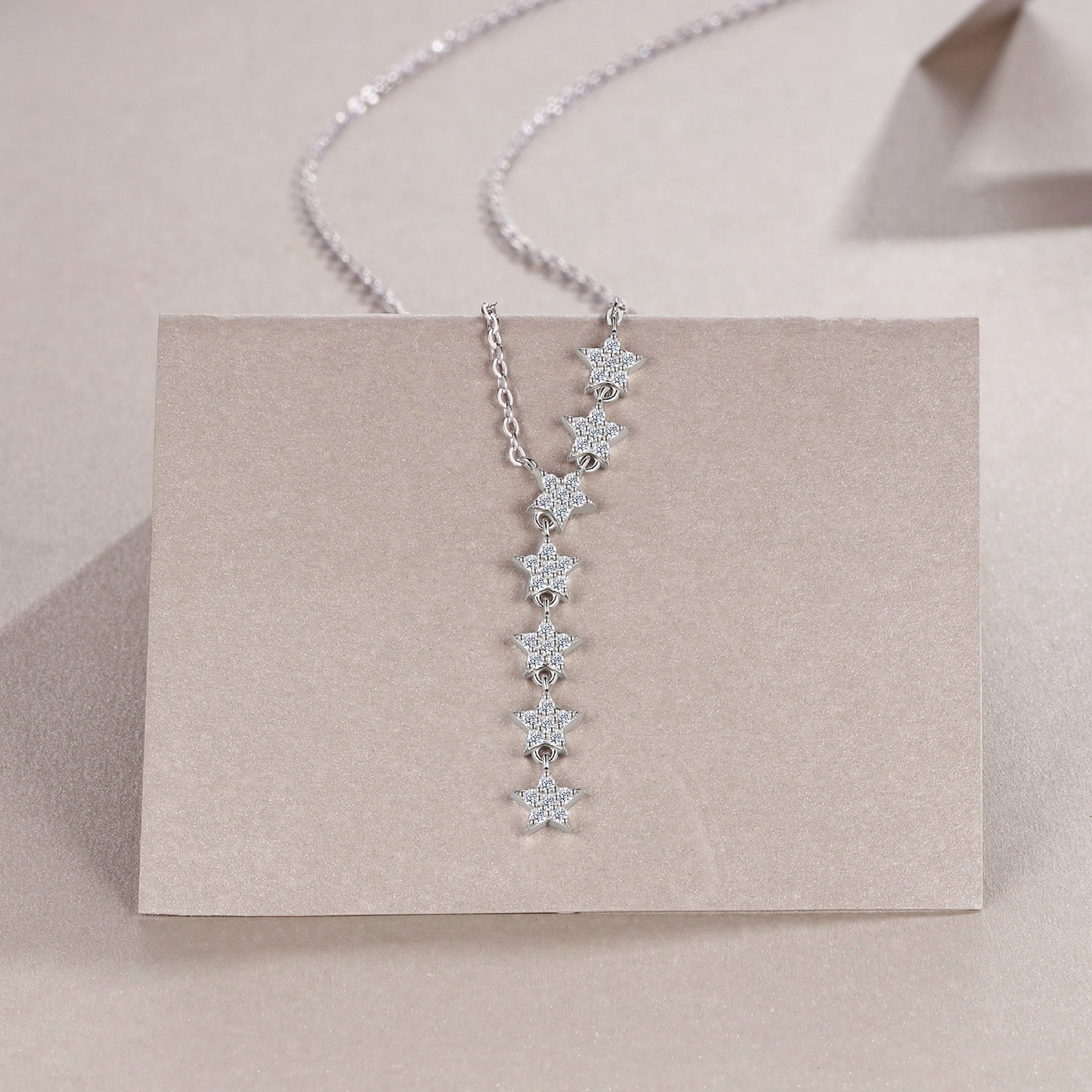 Meteor Moissanite Star Drop Necklace in Sterling Silver