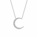 Crescent Moissanite Crescent Moon Pendant Necklace in Sterling Silver