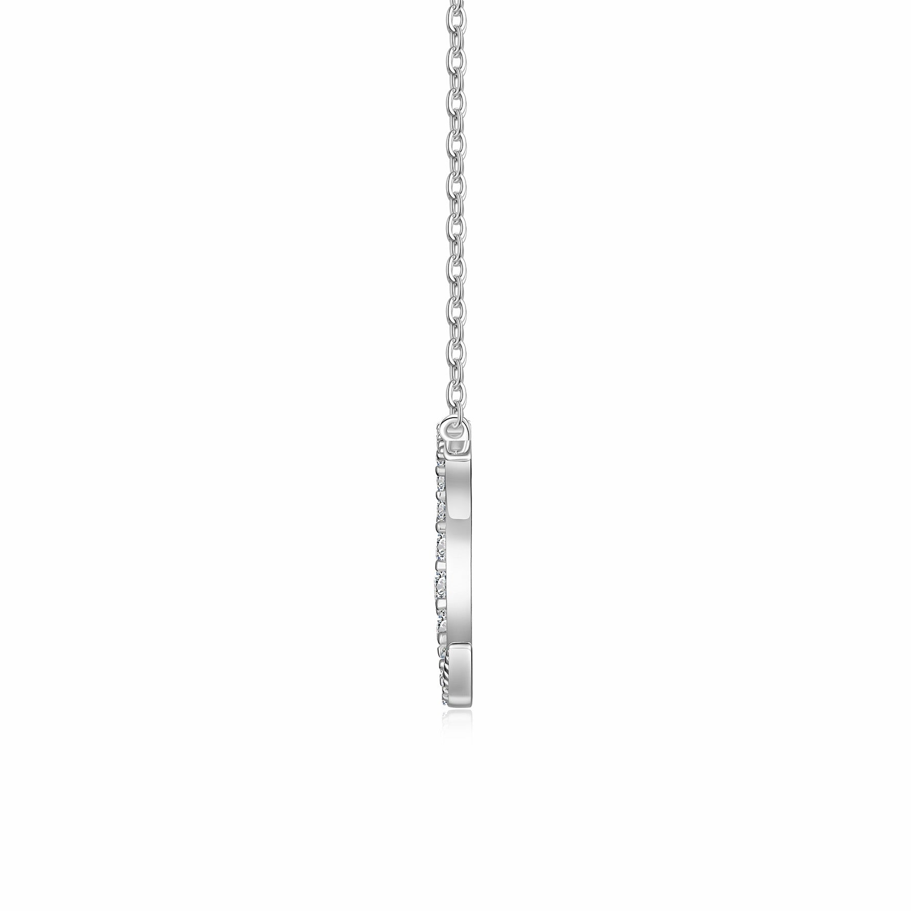 Crescent Moissanite Crescent Moon Pendant Necklace in Sterling Silver