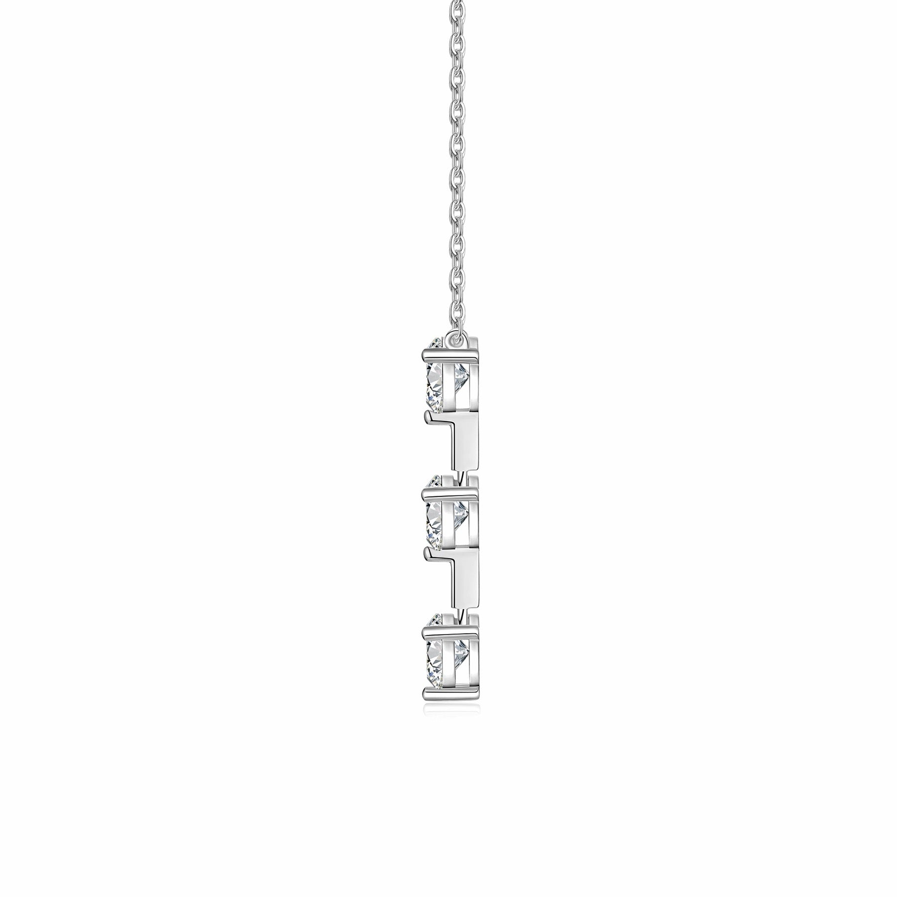 Trilogy 1 Carat Moissanite Three-Stone Drop Necklace in Sterling Silver
