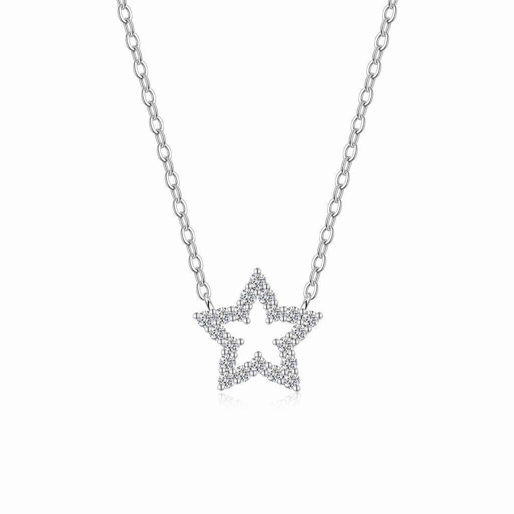 Astra Moissanite Star Pendant Necklace in Sterling Silver