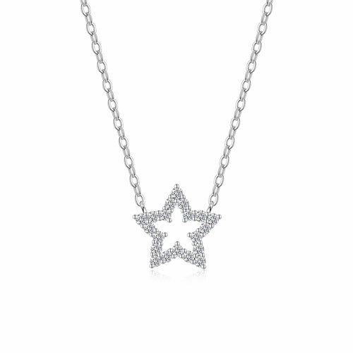 Astra Moissanite Star Pendant Necklace in Sterling Silver