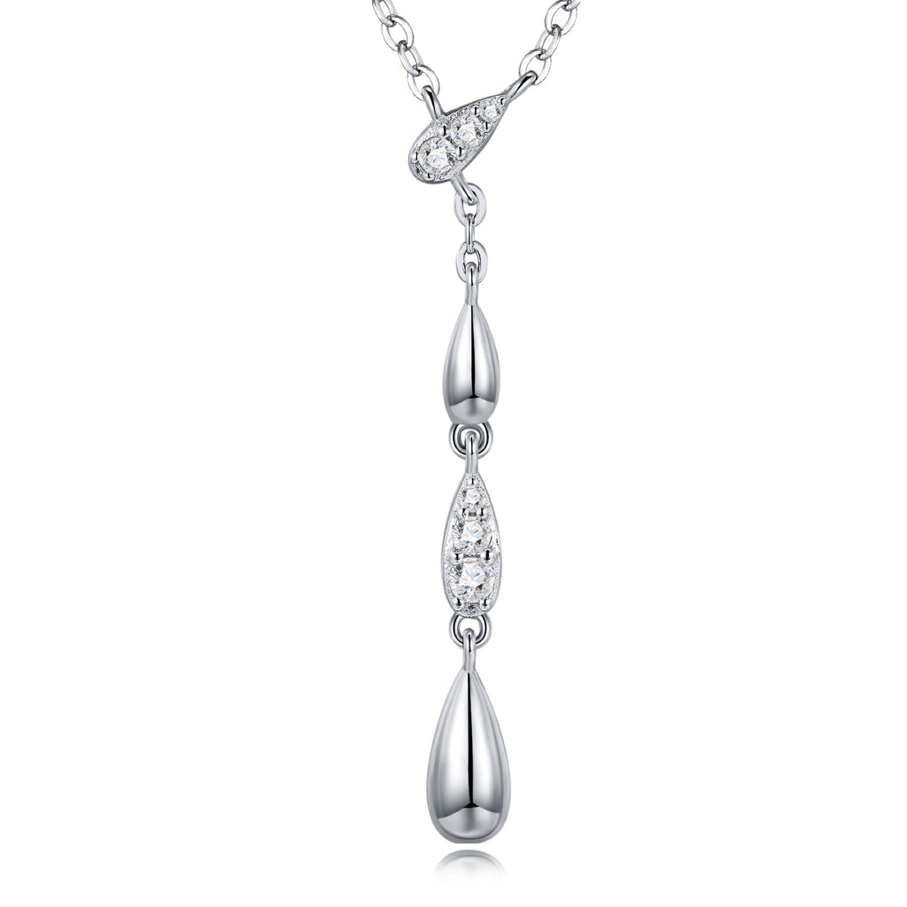 Gemma Moissanite Double Teardrop Necklace in Sterling Silver