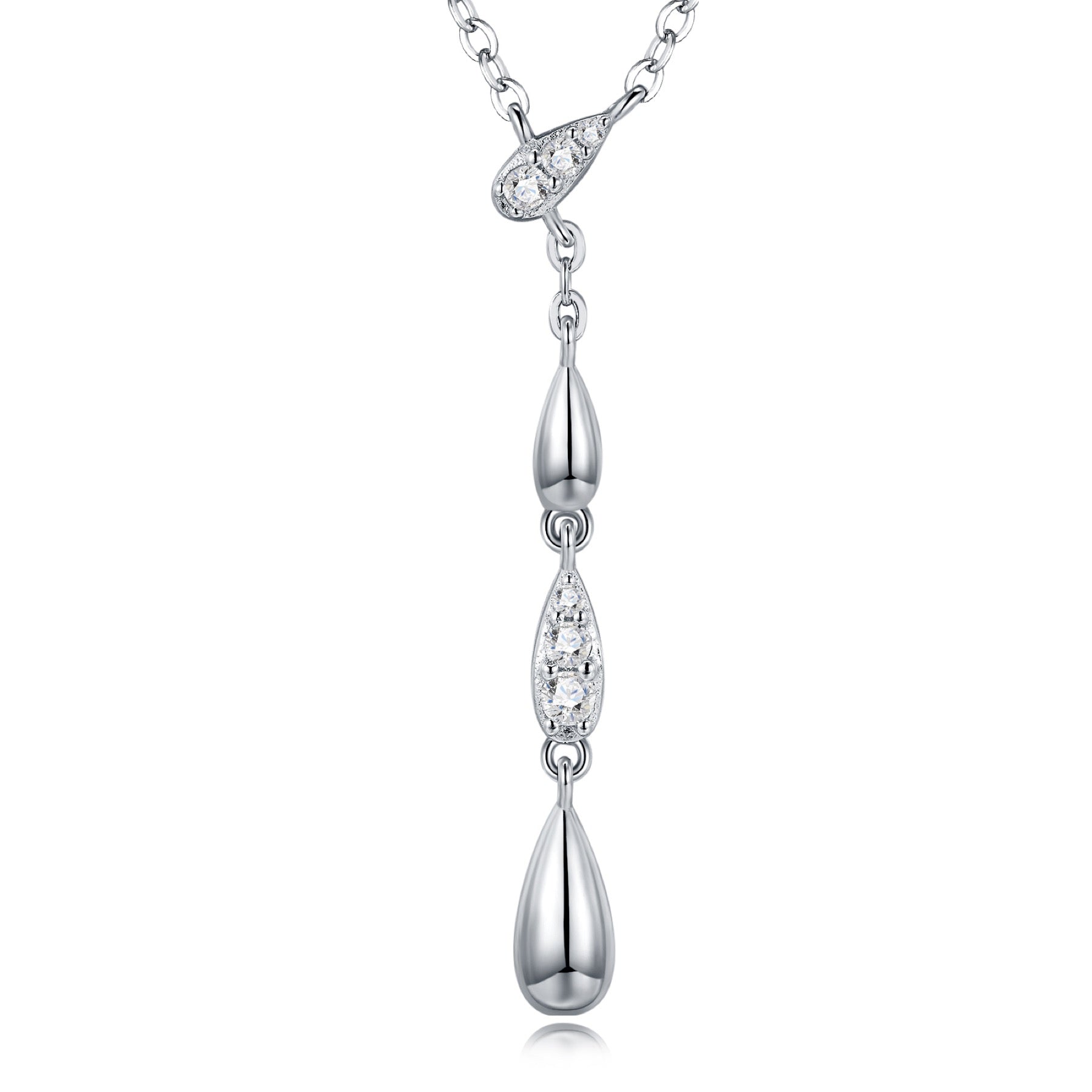 Gemma Moissanite Double Teardrop Necklace in Sterling Silver