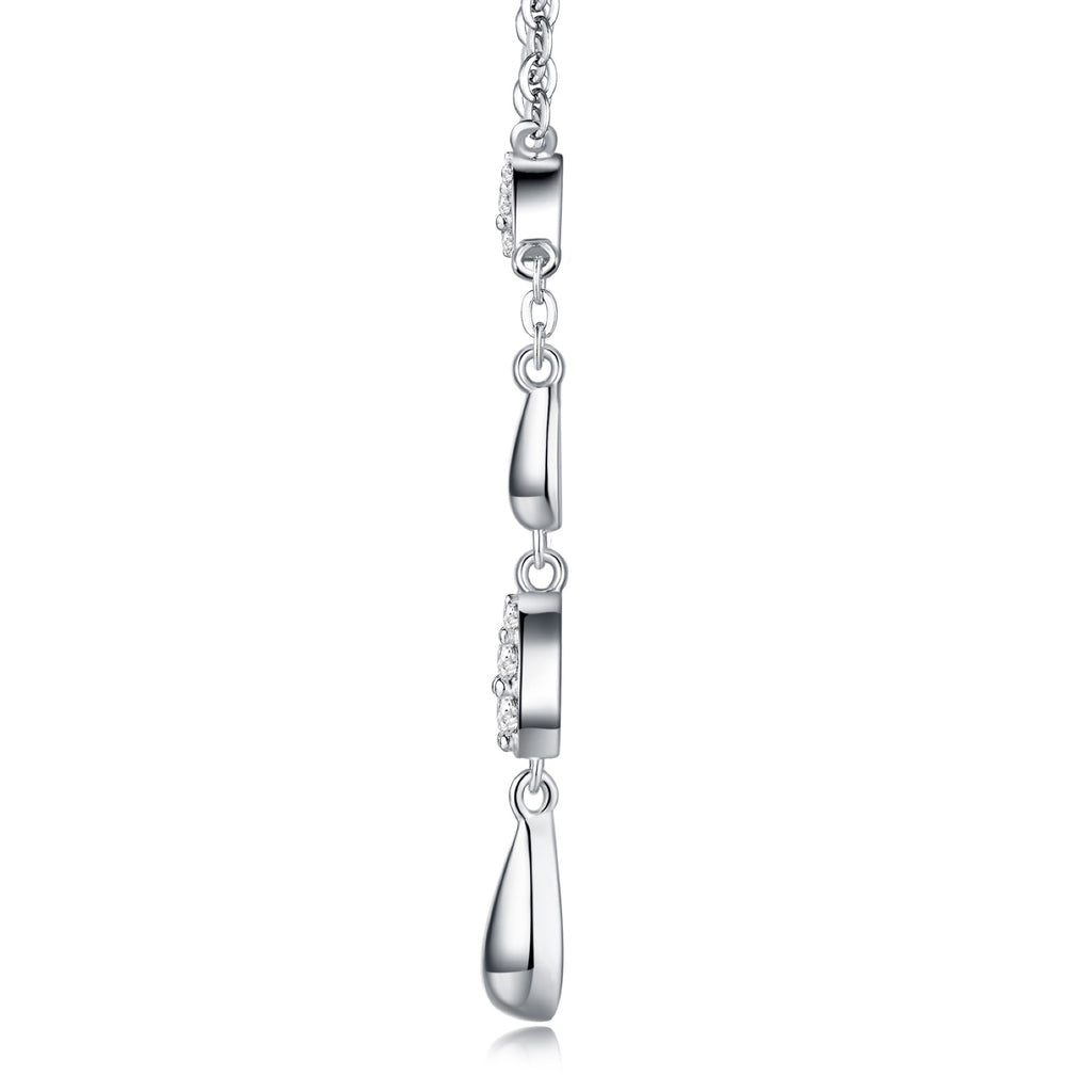 Gemma Moissanite Double Teardrop Necklace in Sterling Silver