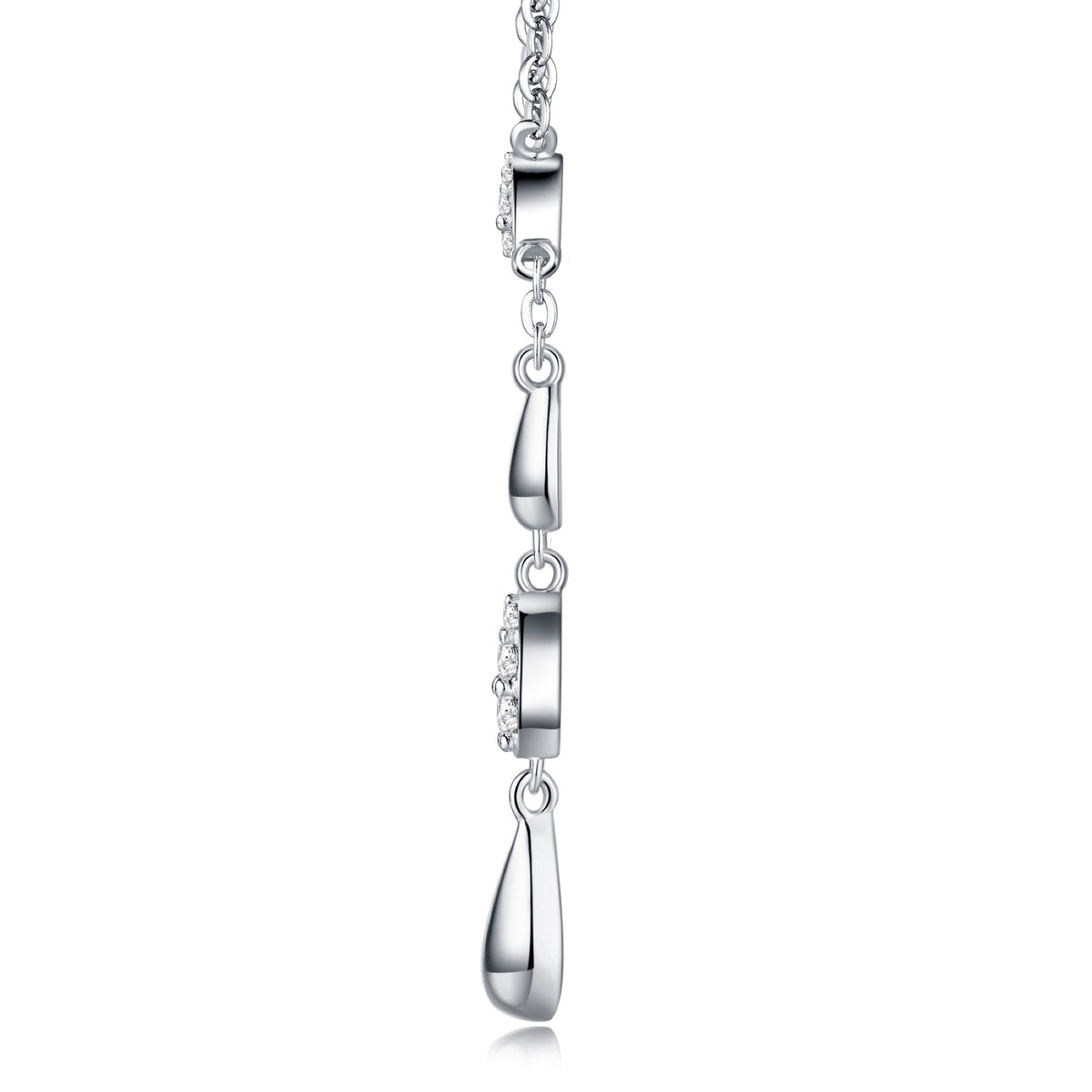 Gemma Moissanite Double Teardrop Necklace in Sterling Silver