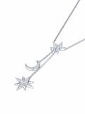 Cosmos Moissanite Celestial Lariat Necklace in Sterling Silver