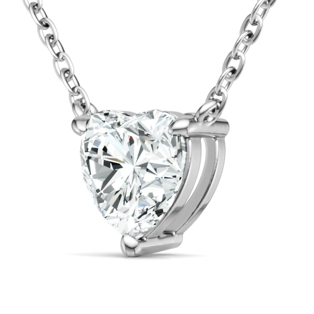Valentine Heart-Cut Moissanite Heart Pendant Necklace in Sterling Silver — detail