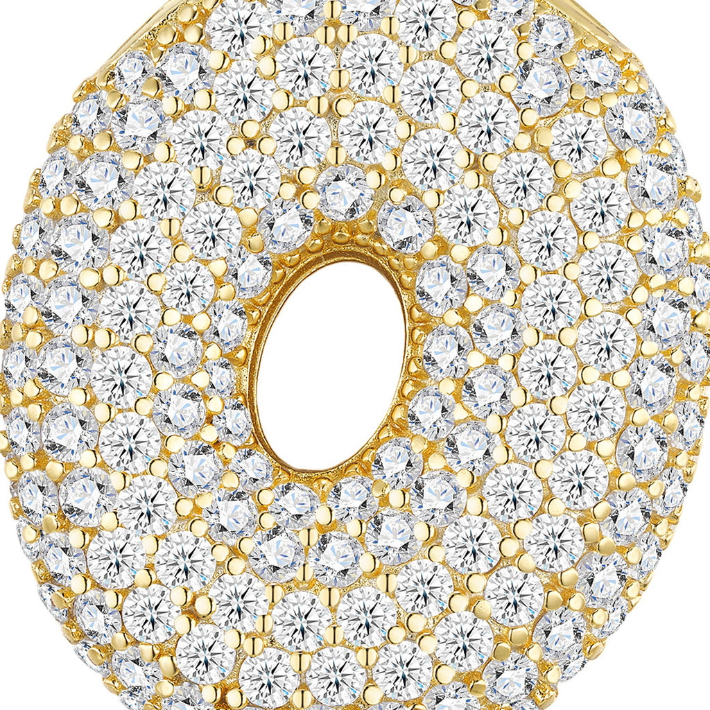 Oversized Initial O Moissanite Bubble Pendant Necklace in Gold-Tone Sterling Silver — detail