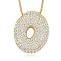 Oversized Initial O Moissanite Bubble Pendant Necklace in Gold-Tone Sterling Silver