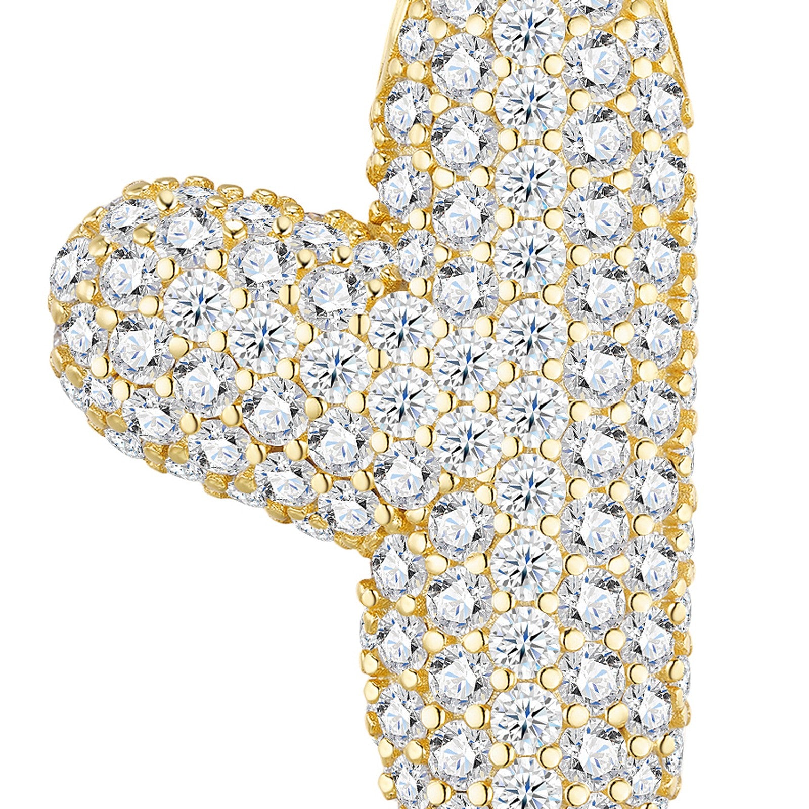 Oversized Initial Y Moissanite Bubble Pendant Necklace in Gold-Tone Sterling Silver — detail