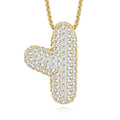 Oversized Initial Y Moissanite Bubble Pendant Necklace in Gold-Tone Sterling Silver