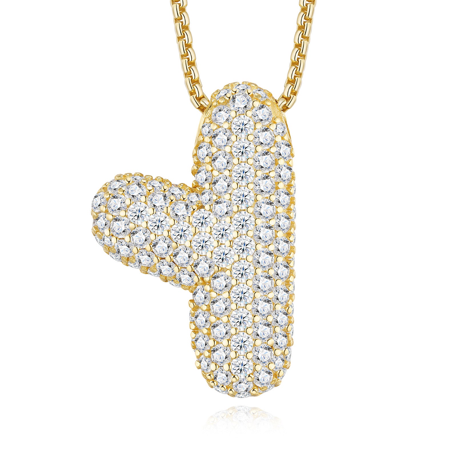 Oversized Initial Y Moissanite Bubble Pendant Necklace in Gold-Tone Sterling Silver