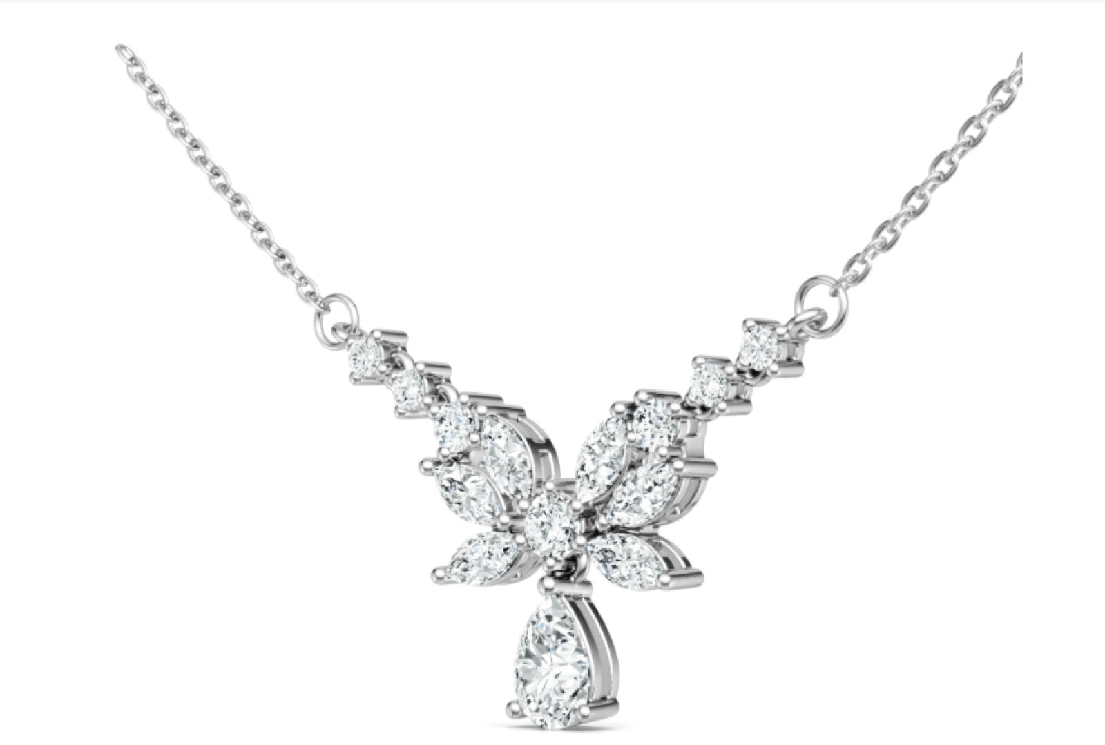 Papillon Moissanite Butterfly Necklace in Sterling Silver