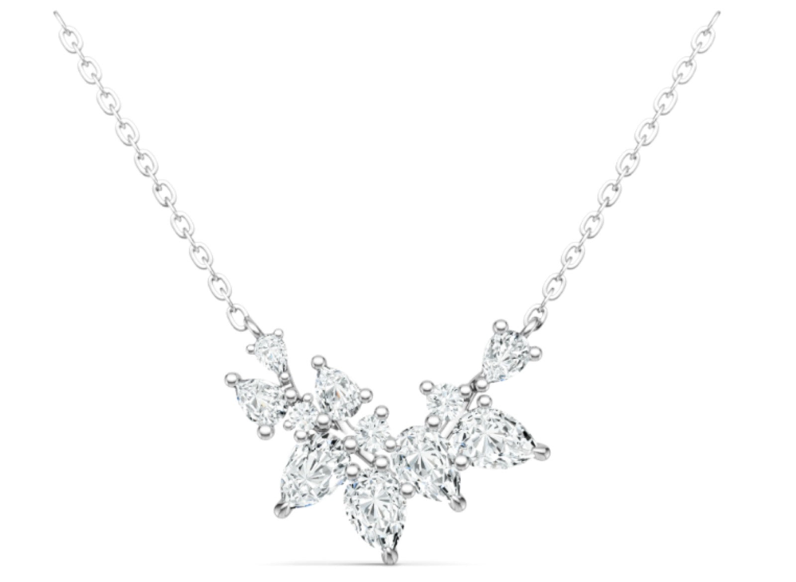 Bouquet Moissanite Cluster Necklace in Sterling Silver