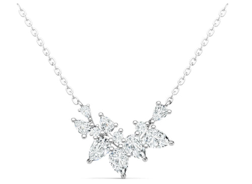 Bouquet Moissanite Cluster Necklace in Sterling Silver