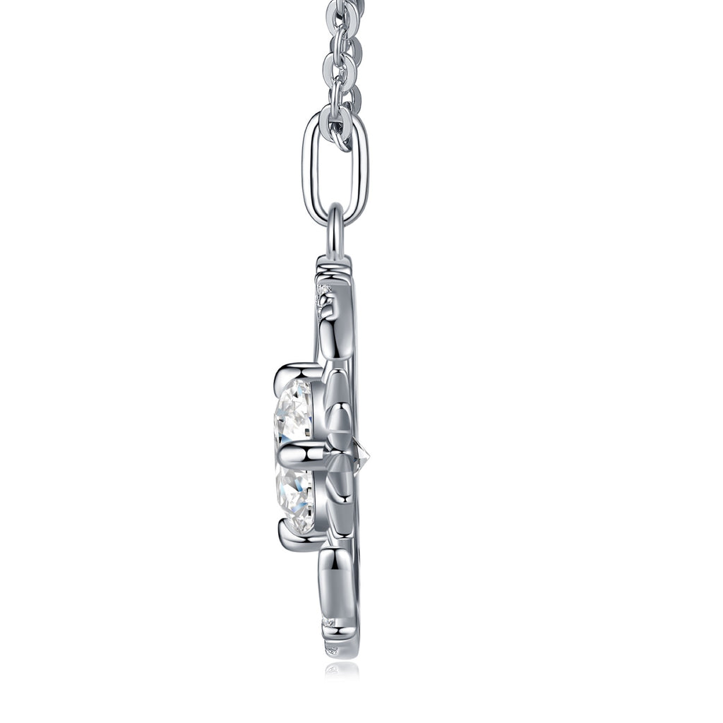 Helios Moissanite Sunburst Pendant Necklace in Sterling Silver