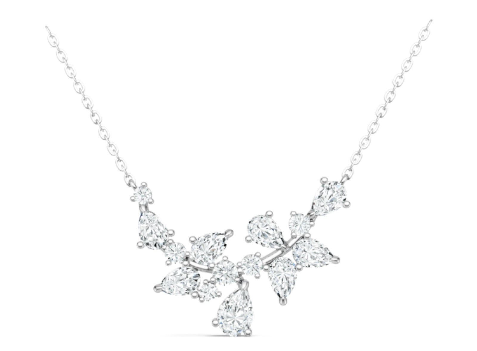 Whisper Moissanite Cluster Bar Necklace in Sterling Silver