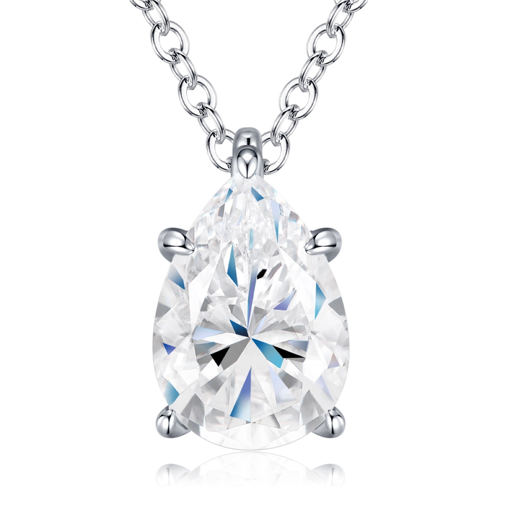 Whirl Moissanite Solitaire Pendant Necklace in Sterling Silver