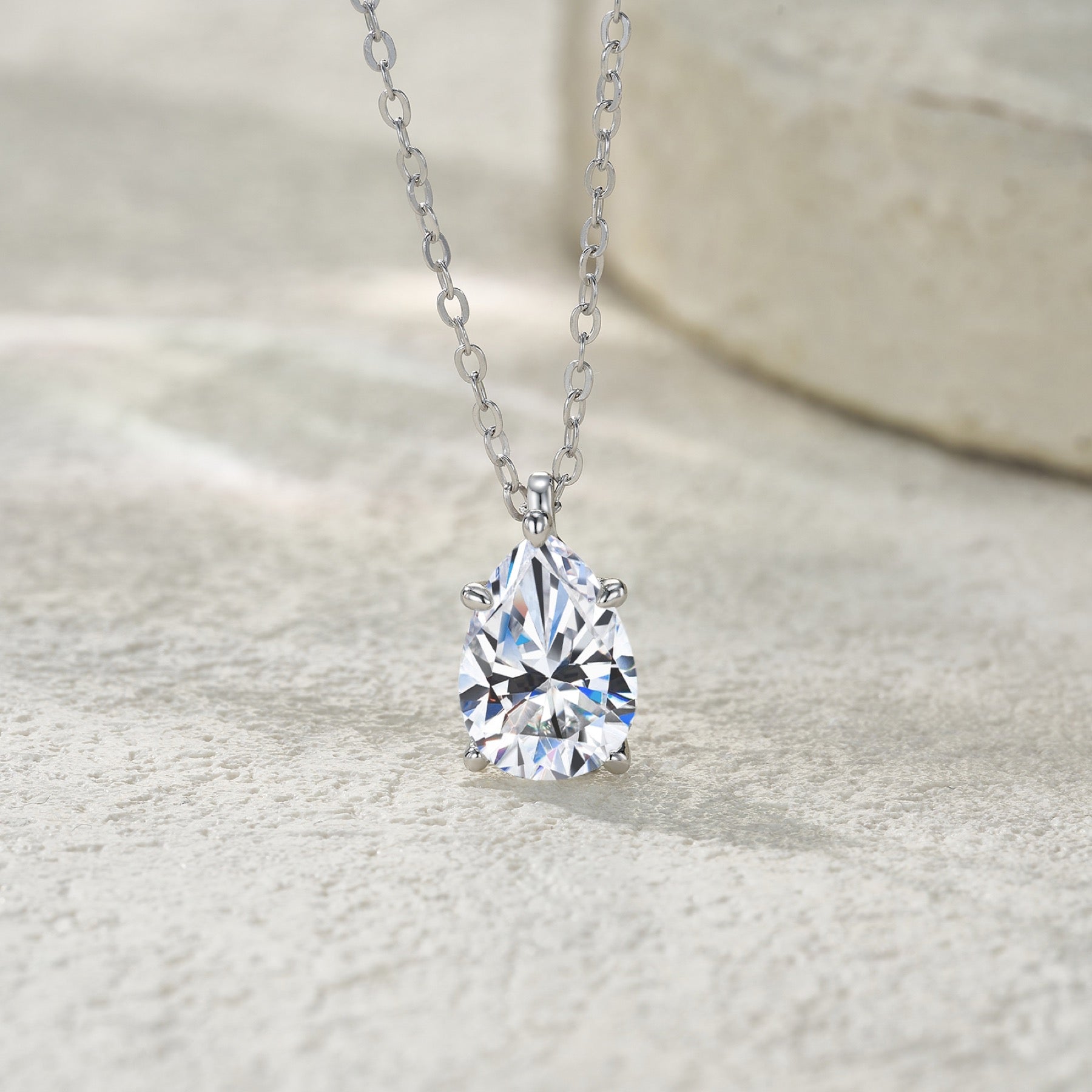 Whirl Moissanite Solitaire Pendant Necklace in Sterling Silver