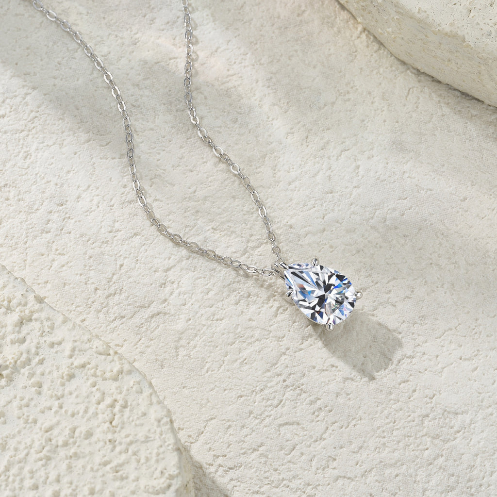 Whirl Moissanite Solitaire Pendant Necklace in Sterling Silver