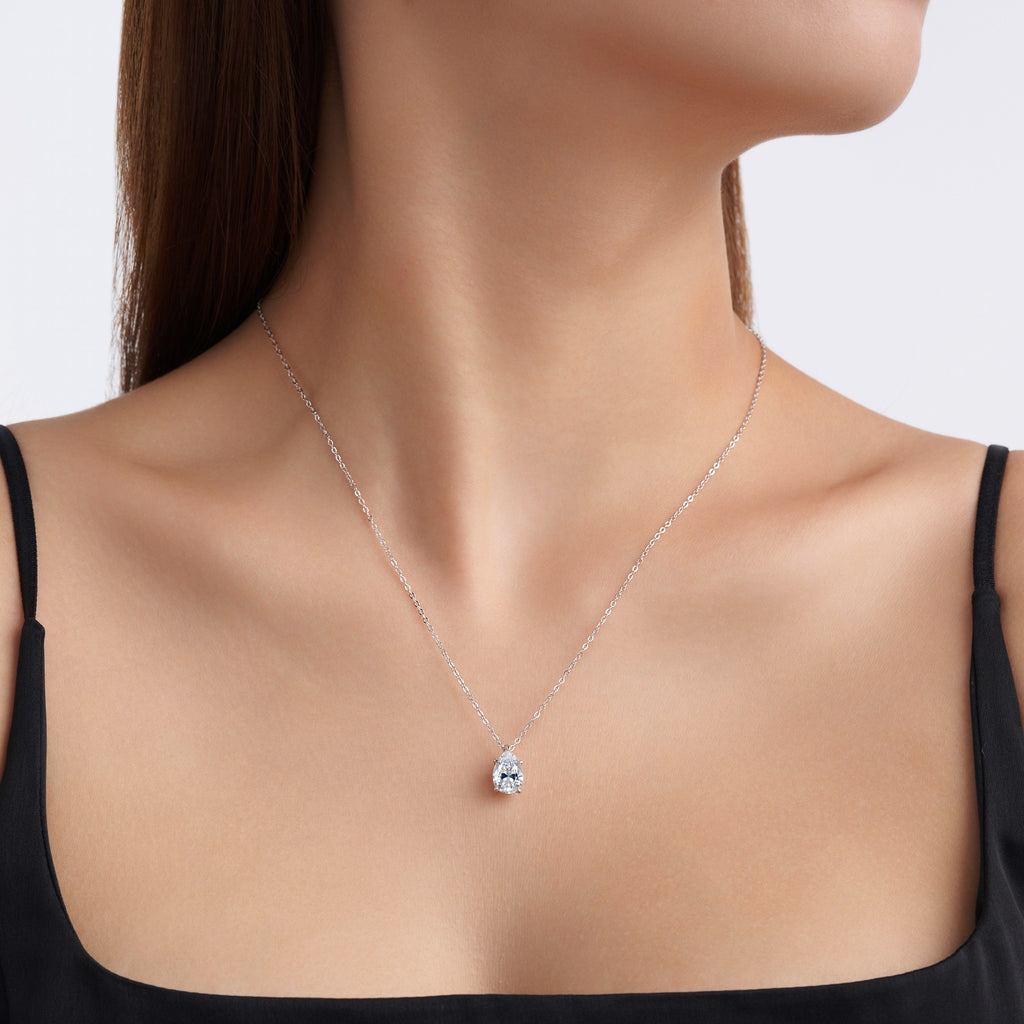 Whirl Moissanite Solitaire Pendant Necklace in Sterling Silver