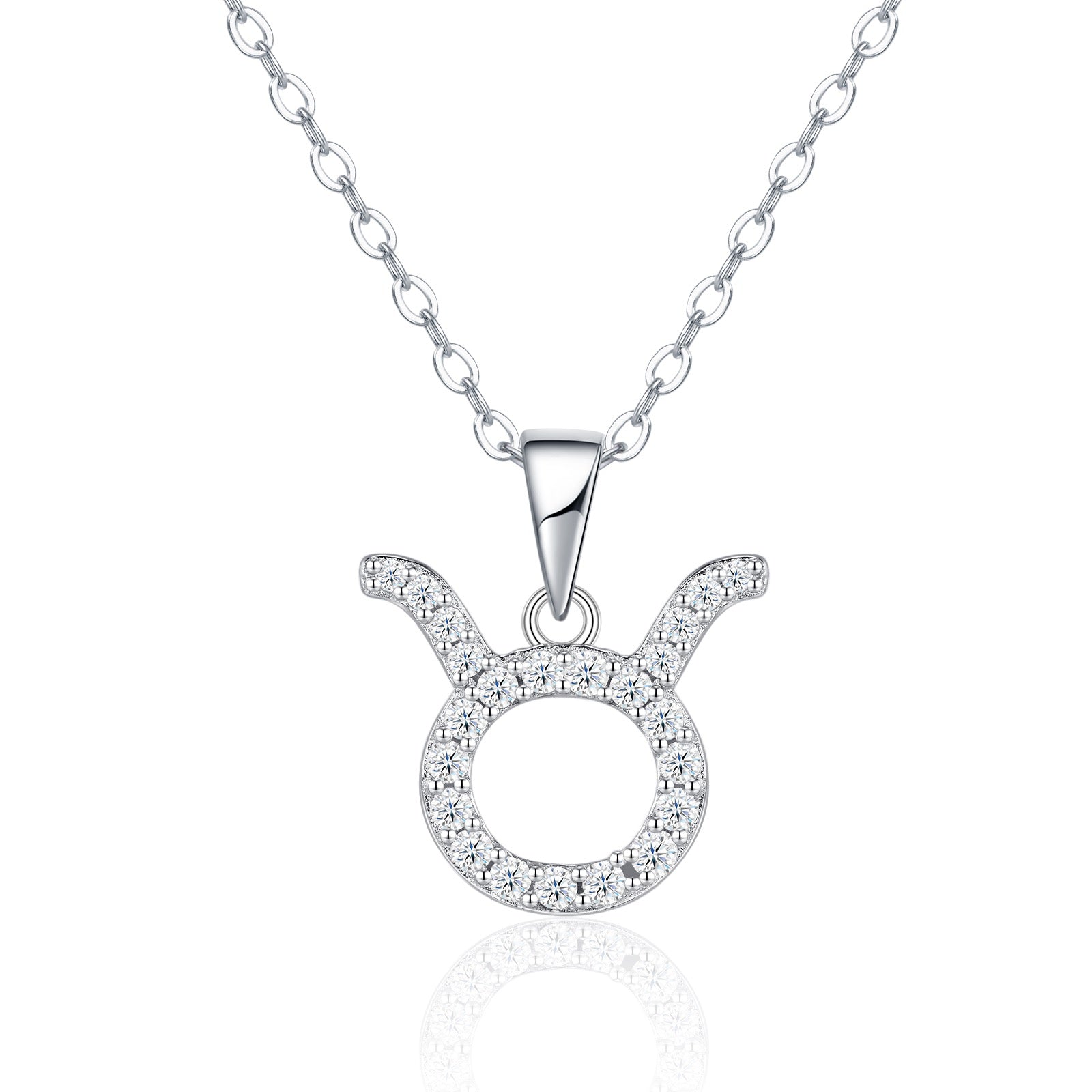 Taurus Moissanite Zodiac Pendant Necklace in Sterling Silver